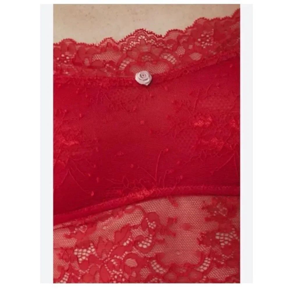 NWT Out From Under Red Lace Floral Bra Top / Bralette Off The Shoulder Size XL - Picture 4 of 15